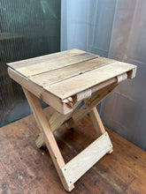 Folding side table or stool made from English larch and beech slats. Untreated. 3895 1255