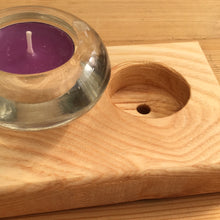 Solid oak or ash glass tea light holder. Oiled. 7448 0471 or 0067 6951