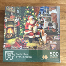 Corner Piece 500 piece Jigsaw Puzzle - "Santa Claus by the Fireplace". Unused