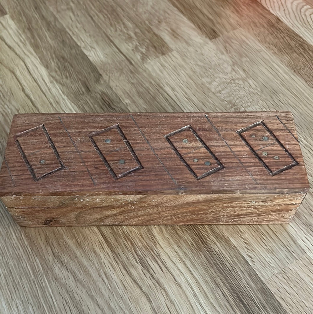 Hand made hardwood Dominoes double six - 1 set in hardwood case