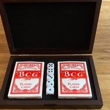 Double deck of playing cards & poker dice box - checked
