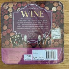A Tin of Wine - with 64 page book, bottle stopper, 2x Wine Pourers and Foil Cutter - unused