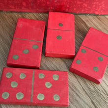 Large hand made red Dominoes double six - 1 set in wooden case