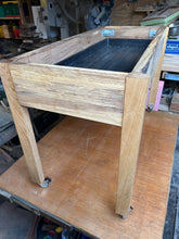 Patio plant stand made with reclaimed oak and complete with a grow bag tray. Oiled. 3591 9959