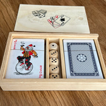 Double deck of playing cards & poker dice box
