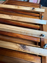 Patio coffee table with teak top and oak legs. Oiled. 2101 1287