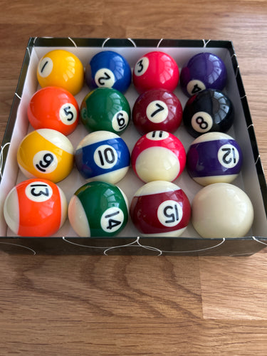 Set of 38mm spots and stripes pool balls - checked