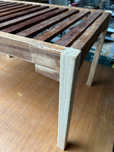 Patio coffee table with teak top and oak legs. Oiled. 2101 1287