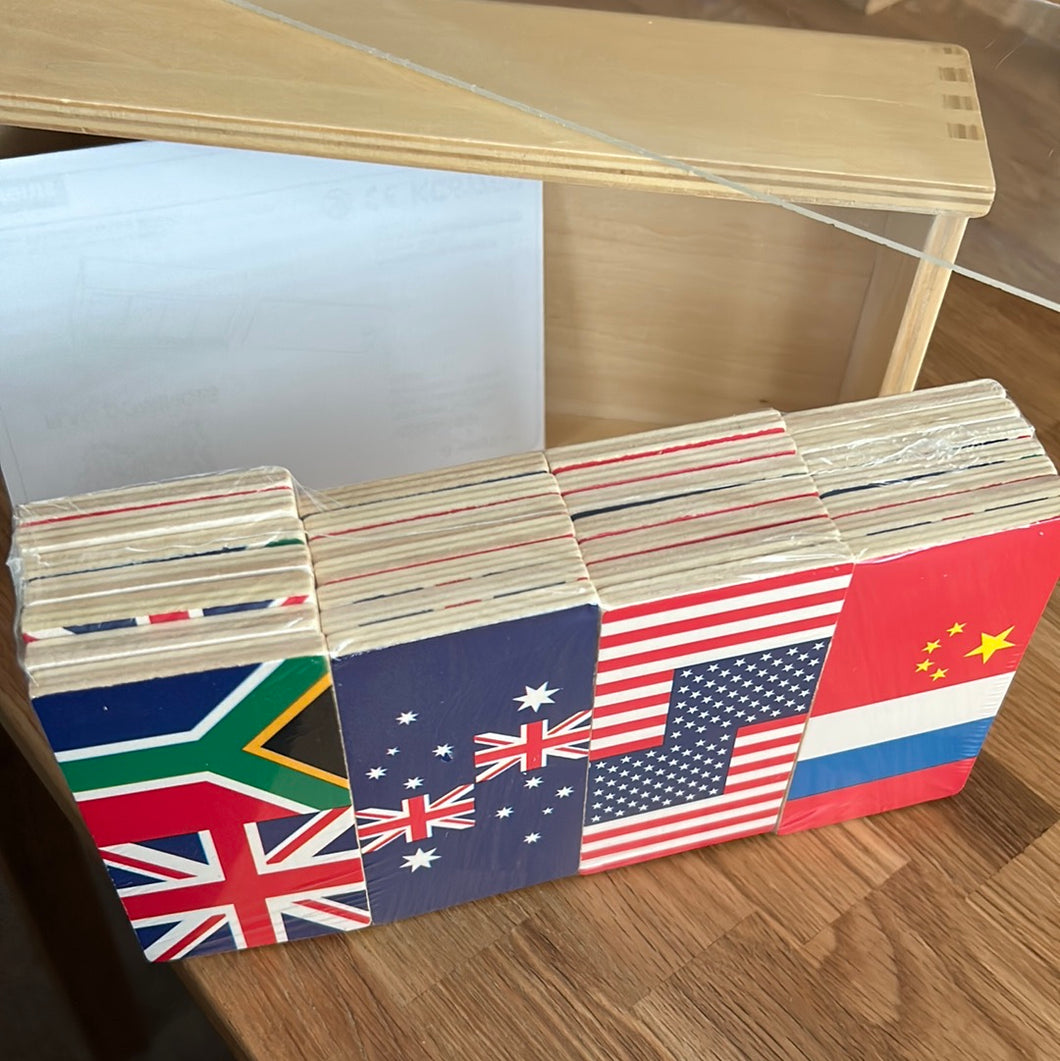 Kiddicare Large Wooden Dominoes with world flags - unused