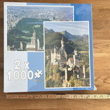 2x1000 piece jigsaw puzzle "Aerial view of Central Park"&"Neuschwanstein Castle"- unused