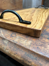 Serving board made from European oak with black iron handles. Oiled. 8218 4791