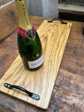 Serving board made from European oak with black iron handles. Oiled. 8218 4791