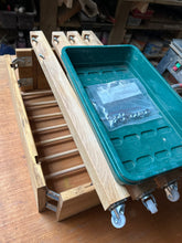 Small plant stand made with oak frame and complete with 2 seed trays. Oiled. 3591 9956