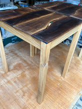 Tall side table made from oak and reclaimed beech slats. Oiled. 6042 3767