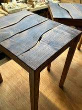 Tall side table made from oak and reclaimed beech slats. Oiled. 6042 3767