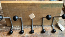 Large hat and coat rack made from European oak with 5 reclaimed metal hooks. Oiled. 7452 8599
