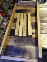 Heavy oak coffee table or 2 seater bench with reclaimed beech sock slats. Oiled. 7727 7783
