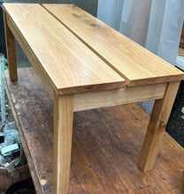 Heavy oak 2 seater bench with 2 solid oak planks as the seat. Oiled. 7258 8119