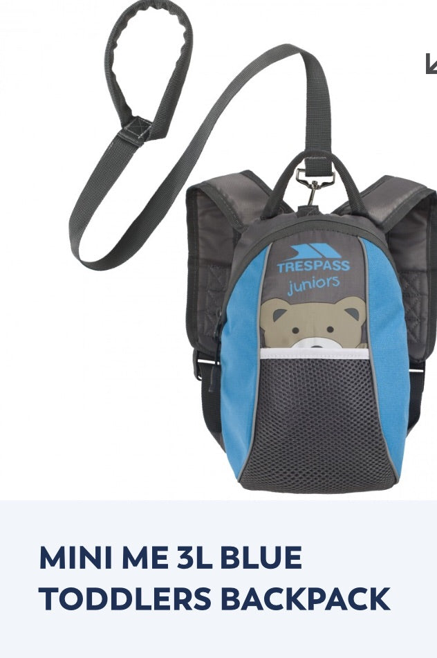 Trespass mini me 3LTR Blue toddlers backpack
