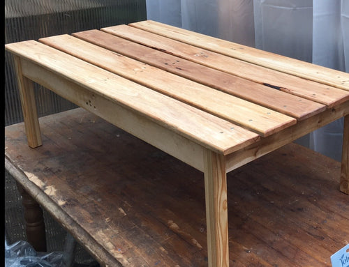 Reclaimed timber low table with detachable legs. Oiled. 1011 7207